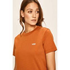 Vans - T-shirt. Żółte bluzki damskie Vans, s, bez wzorów, z bawełny, casualowe, z okrągłym kołnierzem, z krótkim rękawem. W wyprzedaży za 79,90 zł.