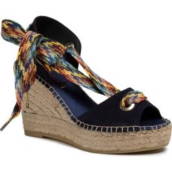 Espadryle VIDORRETA - Sandalia Atados 15275 Marino. Niebieskie espadryle damskie Vidorreta, bez wzorów, ze skóry, bez obcasa, na obcasie. Za 389,00 zł.