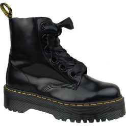 Dr. Martens Molly 24861001. Czarne glany damskie Dr. Martens, na zimę, ze skóry, bez obcasa, bez zapięcia. W wyprzedaży za 799,99 zł.