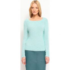 SWETER DŁUGI RĘKAW DAMSKI KLASYCZNY. Niebieskie swetry damskie Top Secret, bez wzorów, z dzianiny, klasyczne, z długim rękawem, długie, bez kaptura. W wyprzedaży za 49,99 zł.