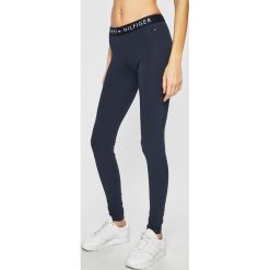 Tommy Hilfiger - Legginsy. Niebieskie spodnie damskie TOMMY HILFIGER, s, bez wzorów, z elastanu. W wyprzedaży za 299,90 zł.