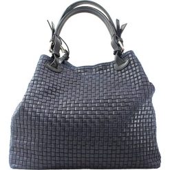 Torebki klasyczne damskie: Skórzana torebka w kolorze granatowym – 34 x 29 x 18 cm