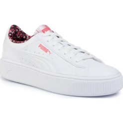 Sneakersy PUMA - Vikky Stacked Neon Lights 370280 02 Puma White/Puma/Coral. Białe półbuty damskie Puma, na co dzień, bez wzorów, ze skóry ekologicznej, bez obcasa, bez zapięcia. W wyprzedaży za 199,99 zł.