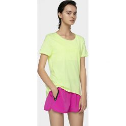 T-shirt damski TSD016 - limonka. T-shirty damskie 4f, bez wzorów, bez kołnierzyka. W wyprzedaży za 34,99 zł.