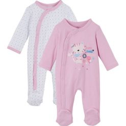 Pajacyk niemowlęcy (2 szt.), bawełna organiczna bonprix jasnoróżowy. Różowe body niemowlęce bonprix, z nadrukiem, z bawełny, bez rękawów. Za 75,98 zł.