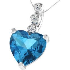 Łańcuszki damskie: Srebrny łańcuszek z diamentem i synteycznym topazem – dł. 43 cm