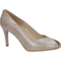 Różowe czółenka szpilki skórzane peep toe casu 7050/1192. Różowe czółenka damskie Casu, bez wzorów, z otwartym noskiem, bez obcasa, na szpilce. Za 319,99 zł.