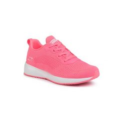 Skechers BOBS 33162 NPNK. Różowe buty sportowe damskie Skechers, bez wzorów, z materiału, sportowe. Za 229,99 zł.