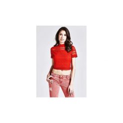 Bluzki Guess W91P37 K86T0 ADELAIDE. Czerwone bluzki damskie Guess, s, z aplikacjami, bez kołnierzyka, bez rękawów. Za 152,33 zł.