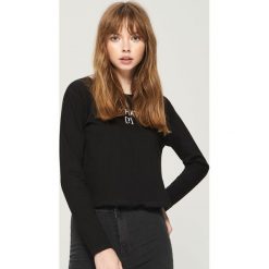 Bluzki damskie: Bluzka cropped - Czarny