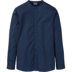 Koszula z długim rękawem i stójką Slim Fit bonprix ciemnoniebieski. Niebieskie koszule męskie bonprix, xl, bez wzorów, ze stójką, z długim rękawem. Za 74,99 zł.