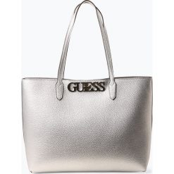 Guess Jeans - Damska dwustronna torba shopper z torebką, szary. Szare torby damskie na zakupy marki Guess Jeans, z aplikacjami, z jeansu, bez dodatków. Za 579,95 zł.