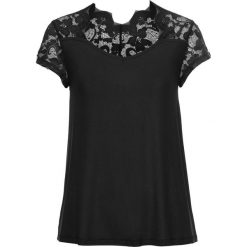 T-shirt bonprix czarny. Czarne t-shirty damskie bonprix, z koronki. Za 69,99 zł.