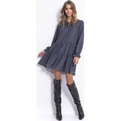 Sukienka boho z falbankami - granat, m. Sukienki damskie e-margeritka.pl, na co dzień, m, bez wzorów, z poliesteru, boho, z falbankami, z długim rękawem, długie, mini, proste. Za 174,99 zł.