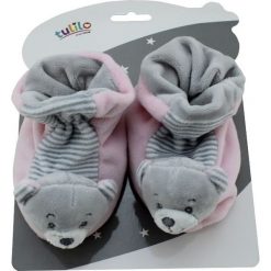 New Baby Buciki z grzechotką - Miś różowy. Różowe buciki niemowlęce Tulilo, bez zapięcia. Za 40,31 zł.