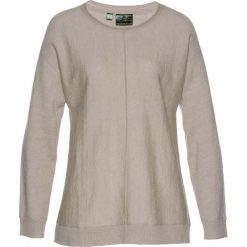 Sweter z domieszką kaszmiru bonprix kamienisty melanż. Szare swetry klasyczne damskie bonprix, z dzianiny, z okrągłym kołnierzem. Za 69,99 zł.