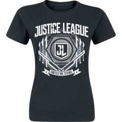 Justice League United Koszulka damska czarny. Czarne bluzki damskie marki Justice League, s, z nadrukiem, z okrągłym kołnierzem. Za 32,90 zł.