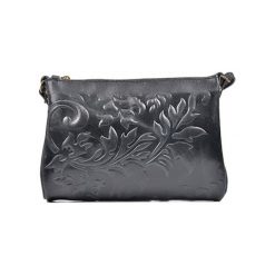 Torebki klasyczne damskie: Skórzana torebka w kolorze czarnym - (S)24 x (W)18 x (G)2 cm
