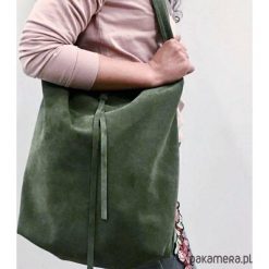 Torba shopper ciemna zieleń. Niebieskie shopper bag damskie marki Pakamera, z bawełny. Za 199,00 zł.