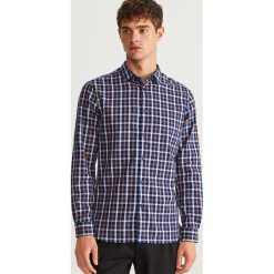 Koszula w kratę slim fit - Niebieski. Niebieskie koszule męskie slim marki Reserved, l, w paski. Za 119,99 zł.