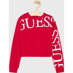 Guess Jeans - Bluza dziecięca 118-175 cm. Niebieskie bluzy dziewczęce Guess Jeans, z nadrukiem, z bawełny, bez rękawów, bez kaptura. W wyprzedaży za 149,90 zł.