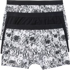 Bokserki (3 pary) bonprix szaro-czarny z nadrukiem + czarny. Bokserki męskie bonprix. Za 50,97 zł.