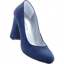 Czółenka bonprix granatowy. Niebieskie buty ślubne damskie bonprix, na obcasie. Za 37,99 zł.