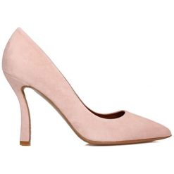 Buty ślubne damskie: Skórzane czółenka w kolorze różowym