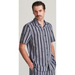 Koszula w paski comfort fit - Granatowy. Niebieskie koszule męskie Reserved, xl, w paski, bez kołnierzyka, bez rękawów. Za 99,99 zł.