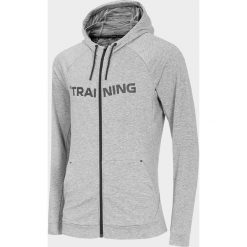 Bluza treningowa męska BLMF261 - szary melanż. Szare bluzy męskie 4f, m, bez wzorów, z dzianiny, z kapturem, bez rękawów, z kapturem. Za 199,99 zł.