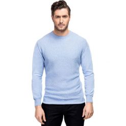 Sweter ADALBERTO SWNR000205. Niebieskie swetry męskie Giacomo Conti, m, bez wzorów, z bawełny, bez kołnierzyka, bez kaptura. Za 229,00 zł.