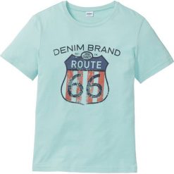 T-shirt z nadrukiem bonprix morski pastelowy. Niebieskie t-shirty męskie bonprix, s, z nadrukiem, z okrągłym kołnierzem. Za 34,99 zł.