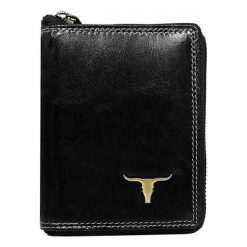 Portfel męski skórzany Buffalo Wild. Czarne portfele męskie BUFFALO WILD, bez wzorów, ze skóry. Za 69,00 zł.