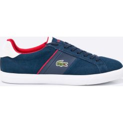 Lacoste - Tenisówki. Niebieskie trampki męskie marki Lacoste, ze skóry, na sznurówki. W wyprzedaży za 299,90 zł.