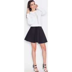 Ecru Nierozpinana Bluza z Przezroczystym Pionowym Panelem. Szare podkoszulki damskie marki Molly.pl, s, z aplikacjami, z bawełny, eleganckie, bez kołnierzyka, bez rękawów. Za 89,90 zł.