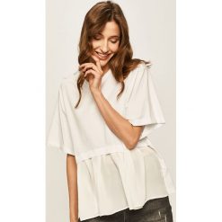 Answear - T-shirt. Białe topy damskie ANSWEAR, s, bez wzorów, z bawełny, casualowe, z okrągłym kołnierzem. Za 79,90 zł.