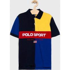 Polo Ralph Lauren - Polo dziecięce 134-176 cm. Niebieskie t-shirty chłopięce Polo Ralph Lauren, z aplikacjami, z bawełny, z krótkim rękawem. W wyprzedaży za 199,90 zł.