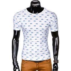 T-shirty męskie: T-SHIRT MĘSKI Z NADRUKIEM S1004 - BIAŁY