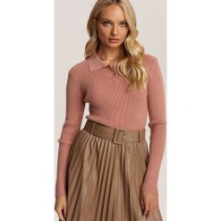 Ciemnoróżowy Sweter Harelnys. Różowe swetry damskie Renee, s, bez wzorów, casualowe, bez rękawów, bez kaptura. Za 109,99 zł.