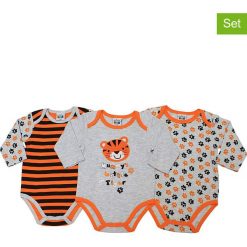 Body (3 szt.) "Tiger" w kolorze biało-pomarańczowym. Pomarańczowe body niemowlęce z aplikacjami, z bawełny. W wyprzedaży za 42,95 zł.