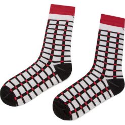 Skarpetki damskie: Skarpety Wysokie Unisex CUP OF SOX - Czarno-Białe Skarpetki W Kratkę B Biały Kolorowy