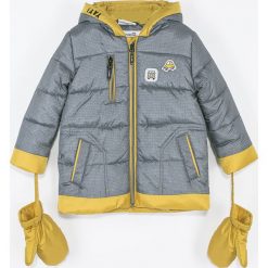 Coccodrillo - Kurtka dziecięca 80-86 cm. Szare kurtki chłopięce COCCODRILLO, bez wzorów, długie, z kapturem. Za 179,90 zł.