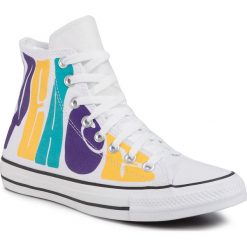 Trampki CONVERSE - Ctas Hi 167892C White/Court Purple/Amarillo. Białe półbuty damskie Converse, bez wzorów, z gumy, bez zapięcia. W wyprzedaży za 299,00 zł.