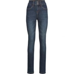 Dżinsy "komfort-stretch", z wysoką talią SLIM bonprix ciemnoniebieski. Czarne jeansy damskie bonprix, bez wzorów, z jeansu. Za 99,99 zł.