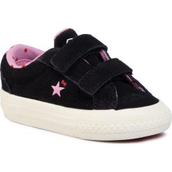 Tenisówki CONVERSE - One Star 2v Ox 762942C Black/Prism Pink/Egret. Czarne trampki dziewczęce Converse, bez wzorów, ze skóry, na rzepy. Za 219,00 zł.
