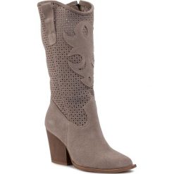 Kozaki ROBERTO - 2826 Cappucino Welur. Szare kozaki damskie Roberto, z zamszu, bez obcasa, na obcasie, bez zapięcia. W wyprzedaży za 339,00 zł.