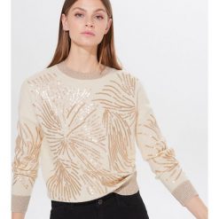 Sweter z cekinami - Beżowy. Brązowe swetry damskie Mohito, xs, bez wzorów, bez rękawów, bez kaptura. W wyprzedaży za 59,99 zł.