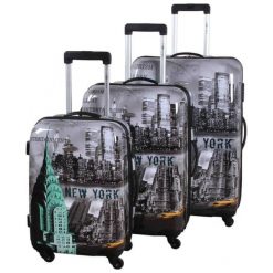 Leonardo 3 Walizki Podróżne New York. Szare walizki marki Leonardo, bez wzorów, wakacyjne. Za 619,00 zł.
