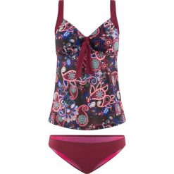 Tankini (2 części) bonprix bordowy z nadrukiem. Czerwone stroje kąpielowe damskie marki bonprix, w paski. Za 109,99 zł.