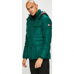Tommy Hilfiger - Kurtka. Szare kurtki męskie bomber TOMMY HILFIGER, l, z materiału, z kapturem. Za 1399,00 zł.